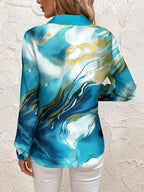 Camisa Feminina Manga Longa Estampa Mármore