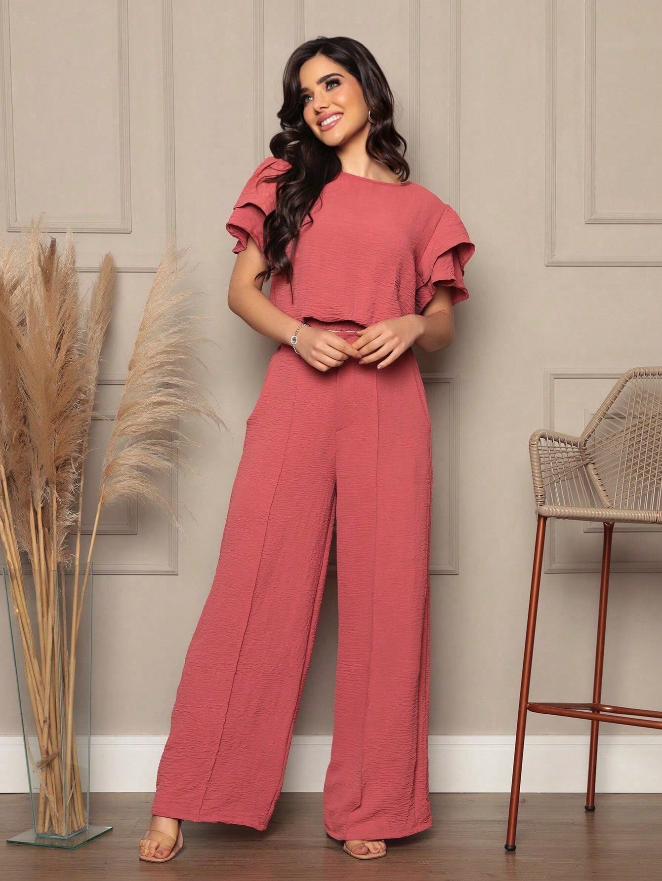 Conjunto Feminino Blusa e Calça Pantalona