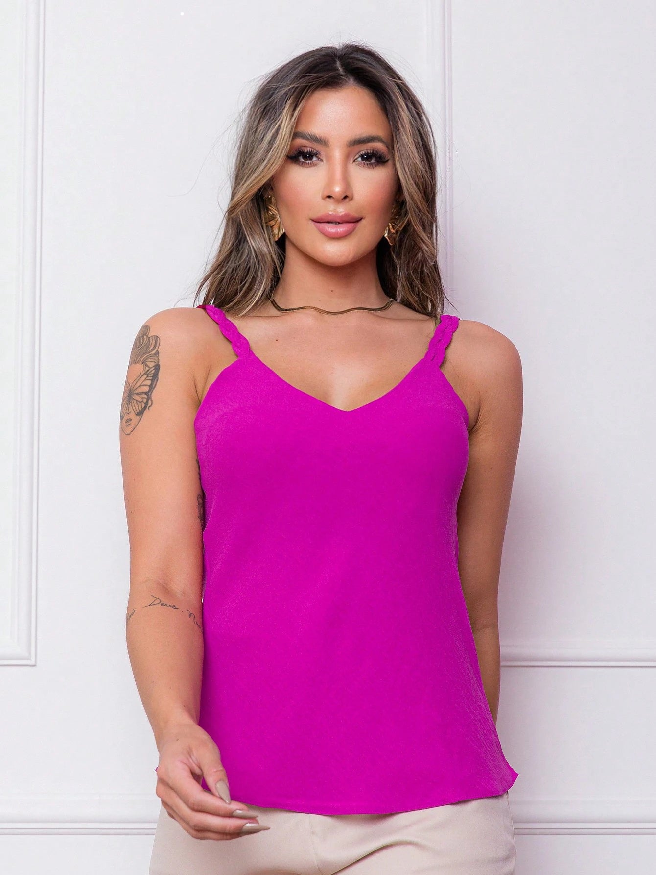 Blusa Regata Feminina Tecido Crepe