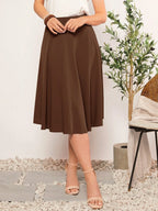 SHEIN Clasi Saia com Zíper Lisa, Elegante e da Moda, Verão