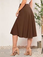 SHEIN Clasi Saia com Zíper Lisa, Elegante e da Moda, Verão