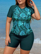 Maiô Tankini Plus Size Feminino Blusa e Bermuda