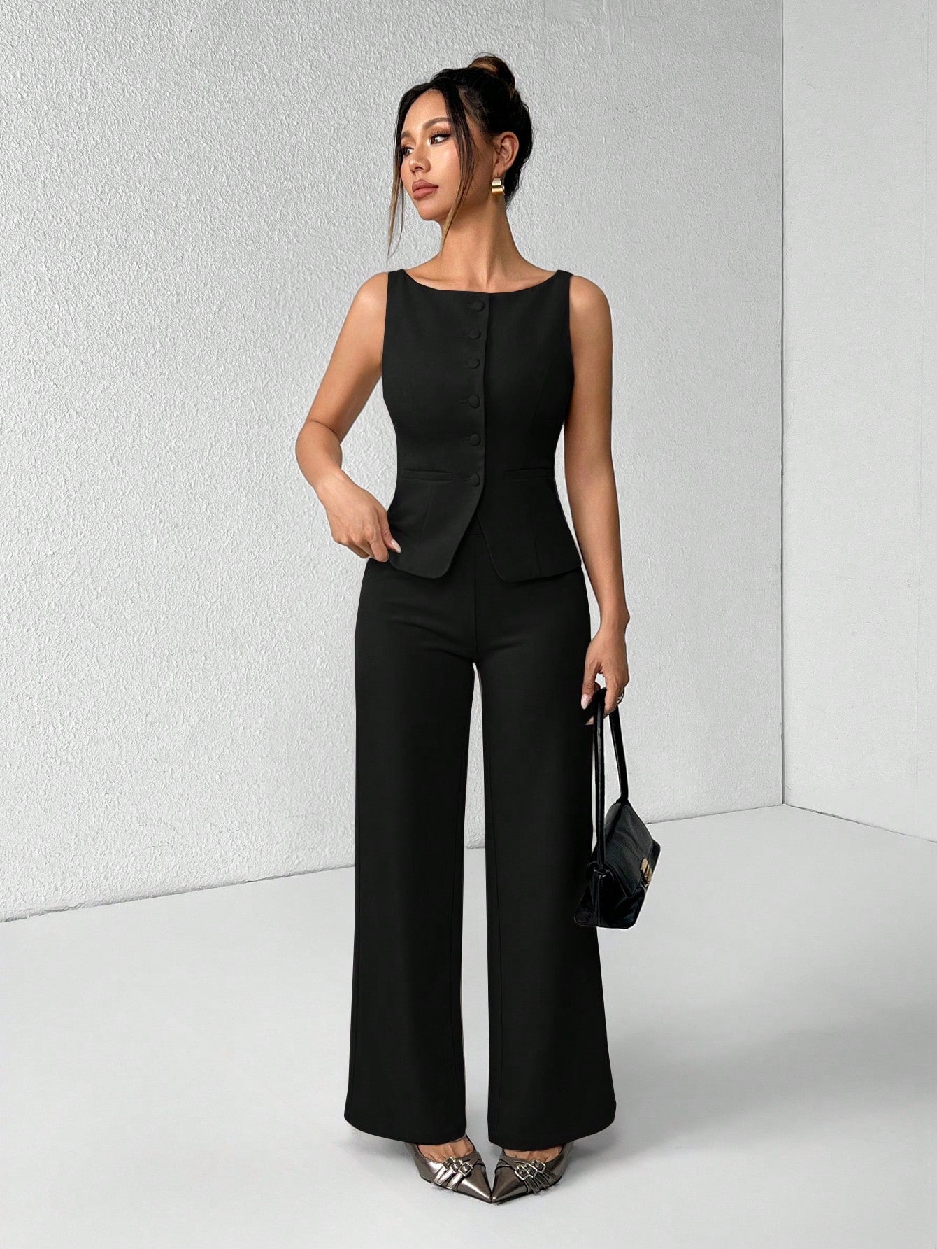 Conjunto Alfaiataria Feminino Colete e Calça Social