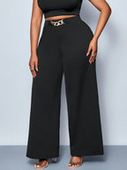 Calça Wide Leg Feminina Plus Size Social com Cinto 