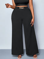 Calça Wide Leg Feminina Plus Size Social com Cinto 