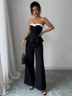 Conjunto Feminino Blusa Tomara que Caia e Calça Wide Leg