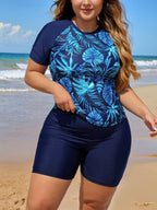 Maiô Tankini Plus Size Feminino Blusa e Bermuda