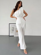 Macacão Feminino Elegante Plissado Um Ombro Só