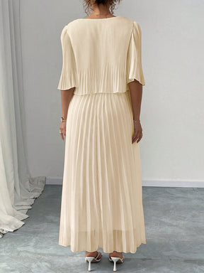 Vestido Longo Plus Size Para Casamento Chiffon Plissado