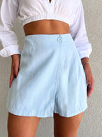 Short Saia Feminino de Linho com Marrant