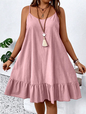 Vestido Curto Plus Size Regata Alça Fina Bainha Rodada