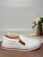 Tênis Feminino sem Cadarço Slip On Confortável com Zíper 