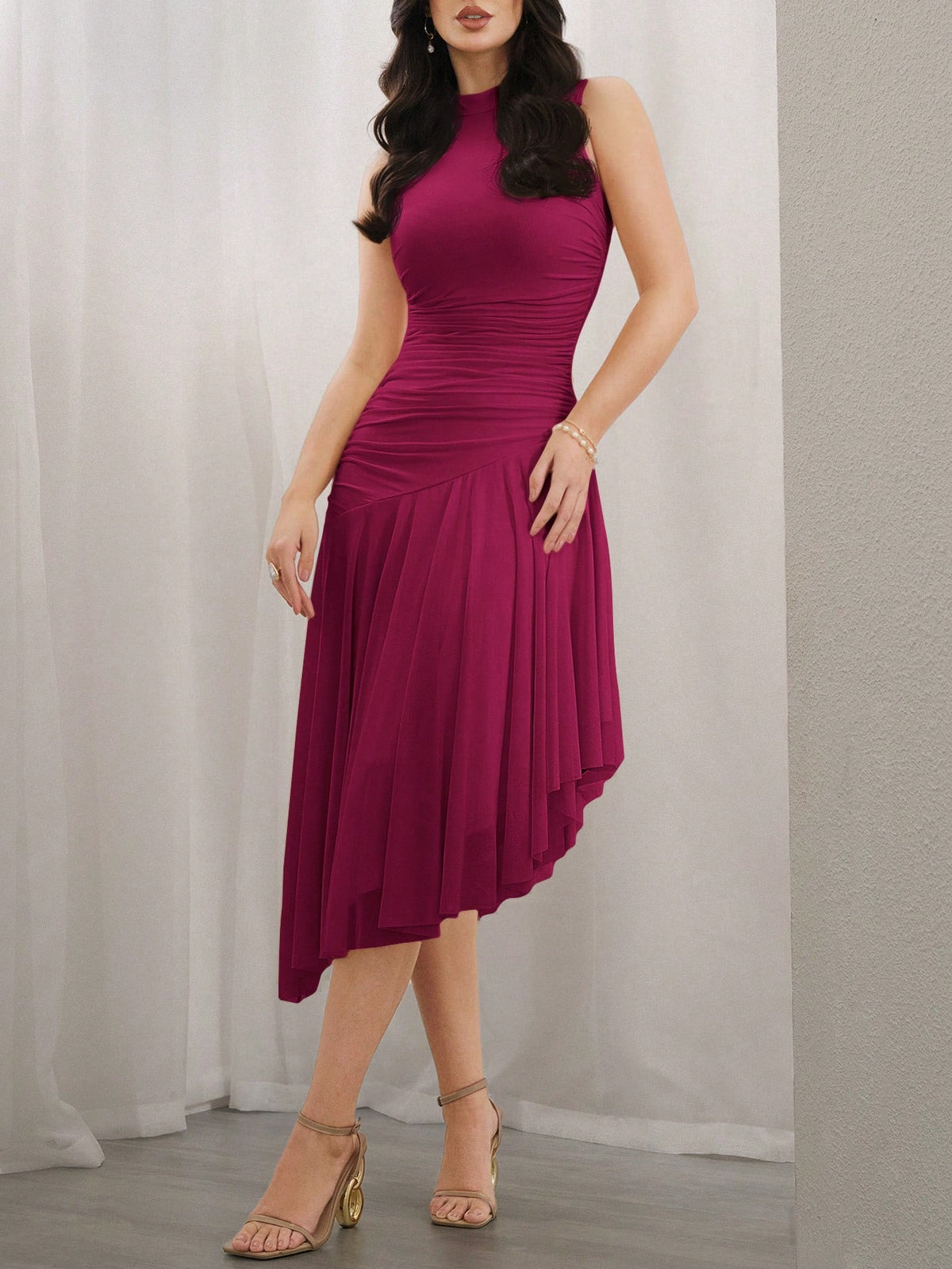 Modelyn Vestido Longo Diário Simples Sem Mangas de Cor Sólida para Mulheres, Vestidos de Festa