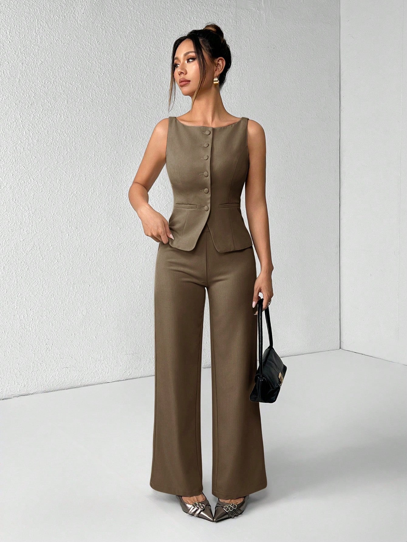 Conjunto Alfaiataria Feminino Colete e Calça Social