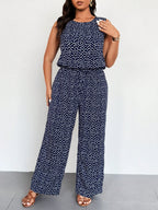 Macacão Plus Size Regata Floral Pantalona