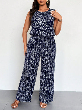 Macacão Plus Size Regata Floral Pantalona