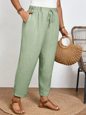 Calça Plus Size Feminina de Linho com Cintura Elástica
