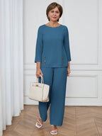 Conjunto Feminino Senhora Blusa e Calça Confortável