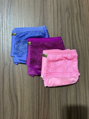 Kit 3 Calcinha Plus Size Fio Duplo com Renda na Lateral