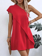 Vestido Curto Feminino Um Ombro Só Assimétrico 