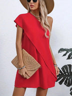 Vestido Curto Feminino Um Ombro Só Assimétrico 