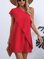 Vestido Curto Feminino Um Ombro Só Assimétrico 