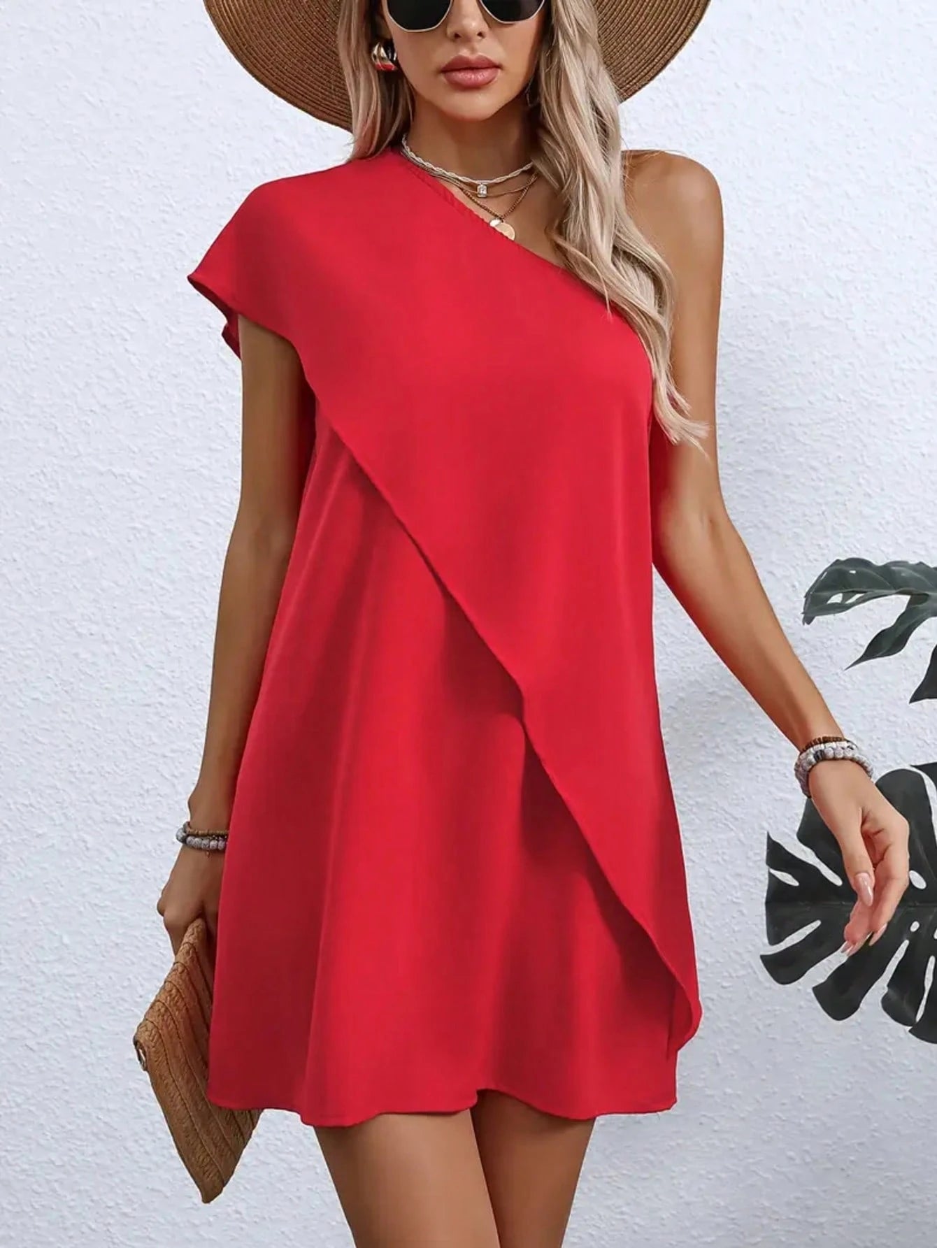 Vestido Curto Feminino Um Ombro Só Assimétrico 