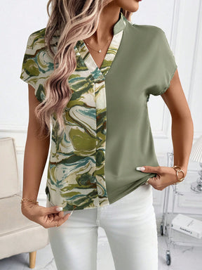 Blusa Feminina Decote V Manga Curta Elegante