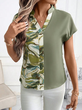 Blusa Feminina Decote V Manga Curta Elegante
