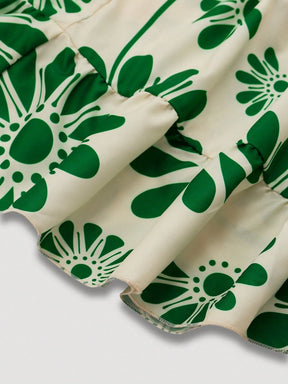 Vestido Longo Plus Size Soltinho Estampado com Babado na Barra