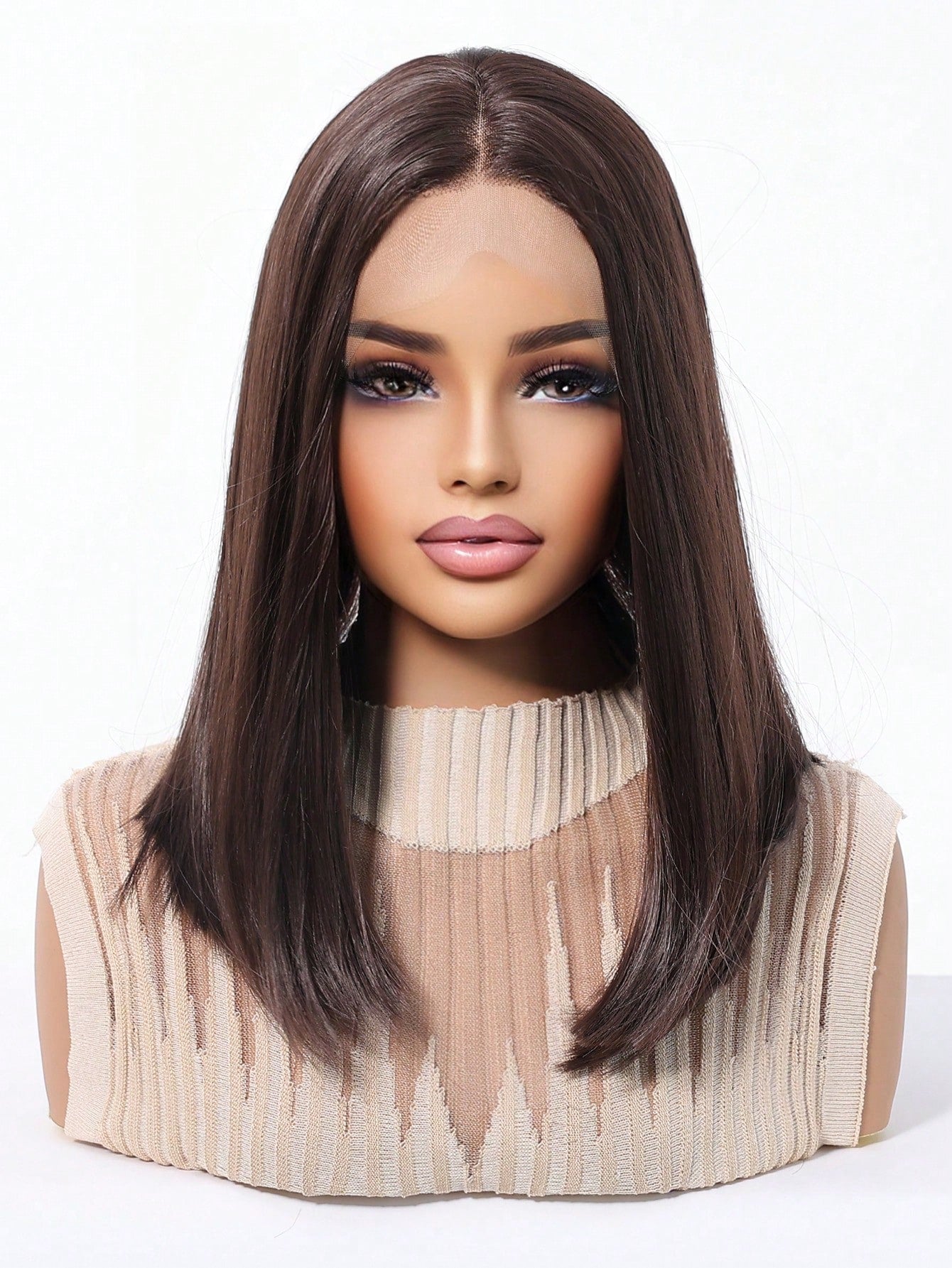 Peruca Feminina Lace Front 13x4 Long Bob Lisa 35cm Fibra Orgânica