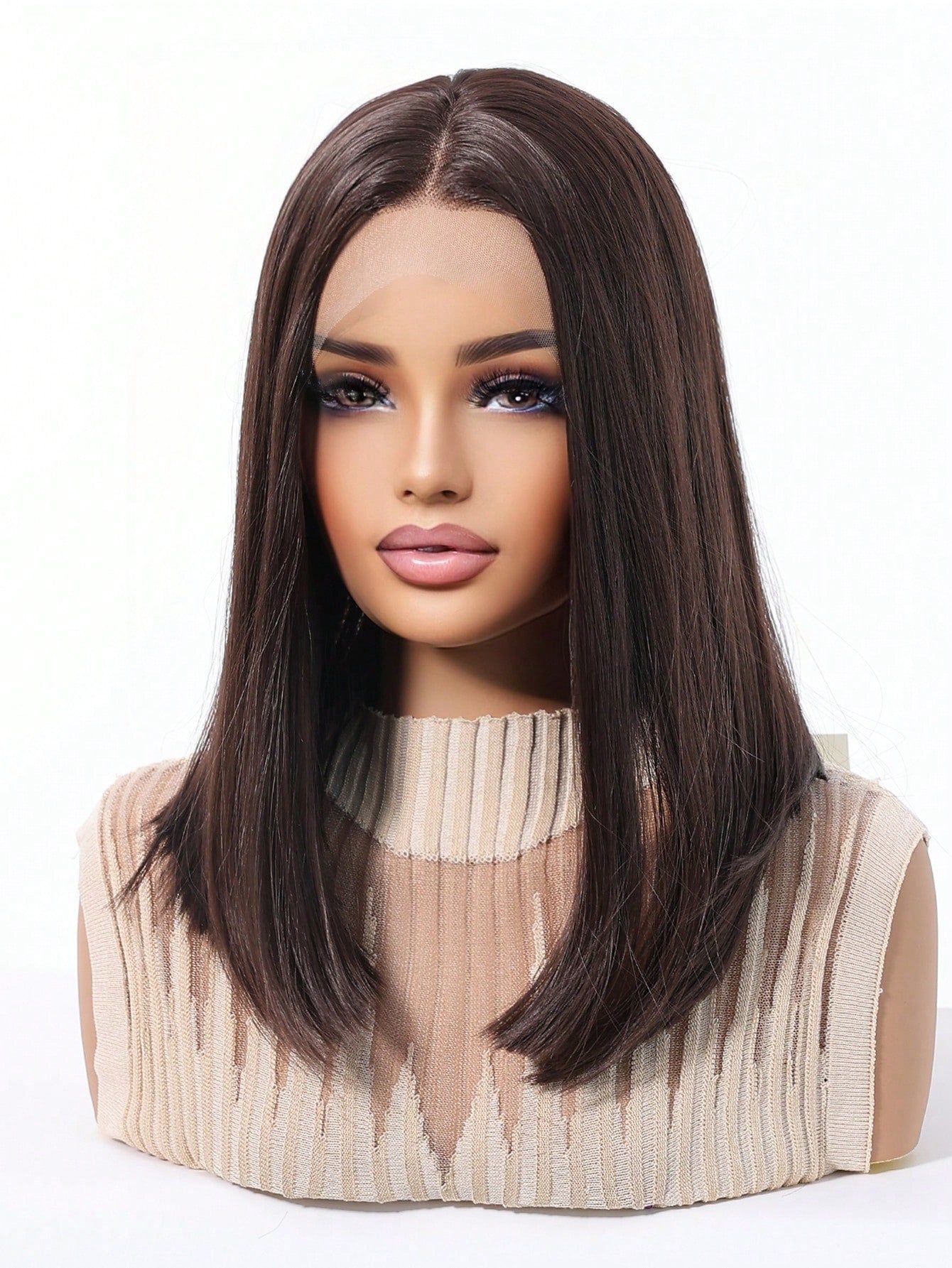 Peruca Feminina Lace Front 13x4 Long Bob Lisa 35cm Fibra Orgânica