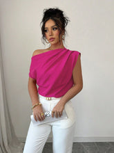 Blusa Elegante Feminina Manga Curta Assimétrica