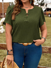 Blusa Manga Curta Plus Size de Linho