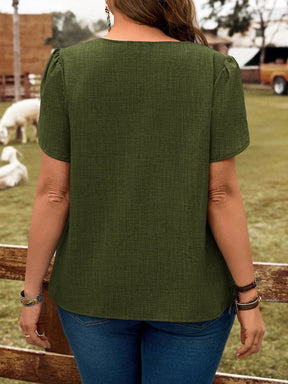 Blusa Manga Curta Plus Size de Linho