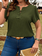 Blusa Manga Curta Plus Size de Linho