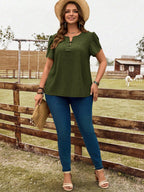 Blusa Manga Curta Plus Size de Linho