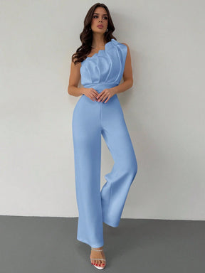 Macacão Feminino Elegante Plissado Um Ombro Só