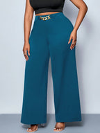 Calça Wide Leg Feminina Plus Size Social com Cinto 