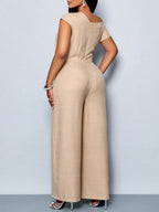 Macacão Plus Size Pantalona Assimétrico