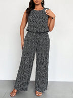 Macacão Plus Size Regata Floral Pantalona