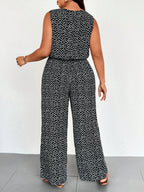 Macacão Plus Size Regata Floral Pantalona