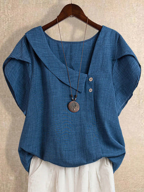 Blusa Manga Curta Plus Size Decote Assimétrico