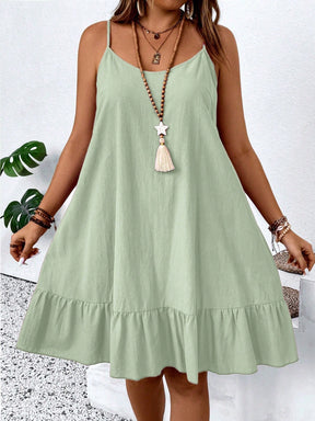 Vestido Curto Plus Size Regata Alça Fina Bainha Rodada