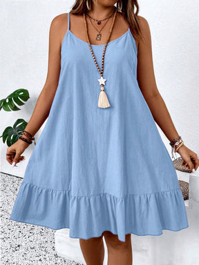 Vestido Curto Plus Size Regata Alça Fina Bainha Rodada