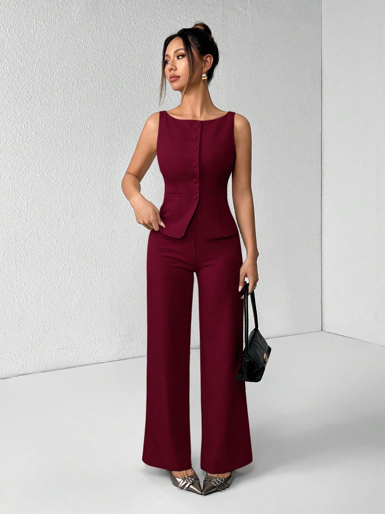 Conjunto Alfaiataria Feminino Colete e Calça Social