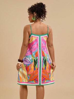 Vestido Curto Plus Size Regata Alça Fina Verão Colorido