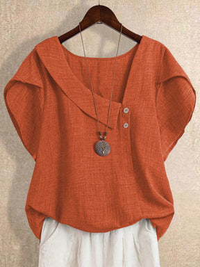 Blusa Manga Curta Plus Size Decote Assimétrico