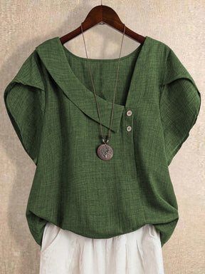 Blusa Manga Curta Plus Size Decote Assimétrico