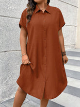 Vestido Midi Plus Size Estilo Camisa com Botões